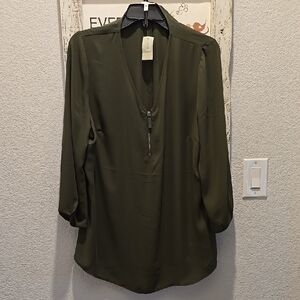 Maurices Olive Green Blouse with Elegant Design